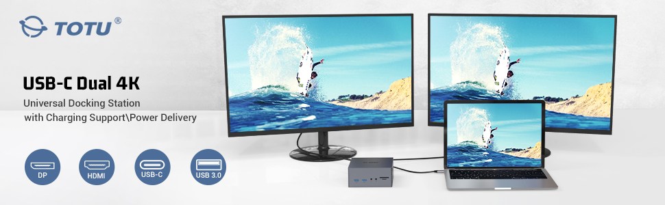 totu usb c 4k triple display docking station