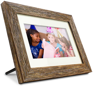 Aluratek 7" Distressed Wood Digital Photo Frame with Auto Slideshow Feature
