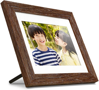 Aluratek 8” Distressed Wood Digital Photo Frame with Auto Slideshow