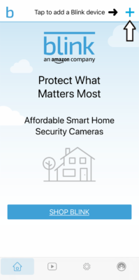 Add Device icon on the Blink app upper right corner